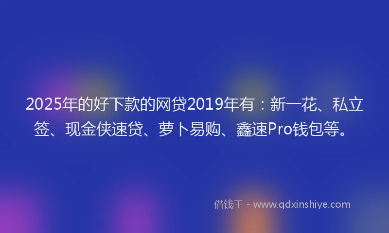 2025年的好下款的网贷2019年有：新一花、私立签、现金侠速贷、萝卜易购、鑫速Pro钱包等。