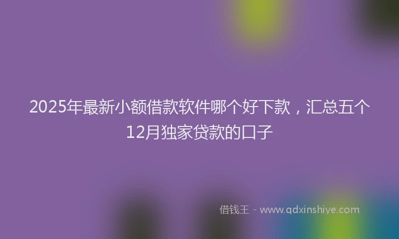 2025年最新小额借款软件哪个好下款，汇总五个12月独家贷款的口子