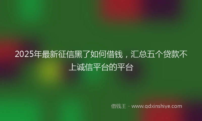 2025年最新征信黑了如何借钱，汇总五个贷款不上诚信平台的平台