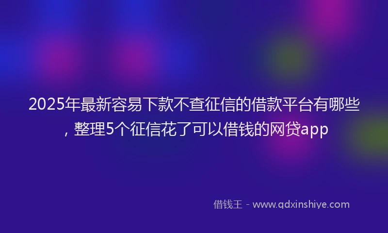 2025年最新容易下款不查征信的借款平台有哪些，整理5个征信花了可以借钱的网贷app