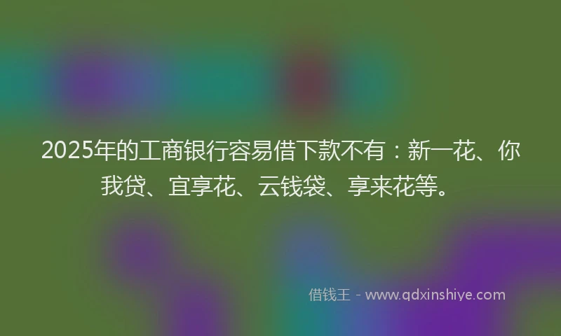 2025年的工商银行容易借下款不有：新一花、你我贷、宜享花、云钱袋、享来花等。