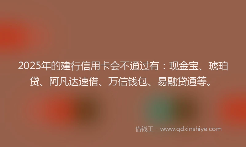 2025年的建行信用卡会不通过有：现金宝、琥珀贷、阿凡达速借、万信钱包、易融贷通等。