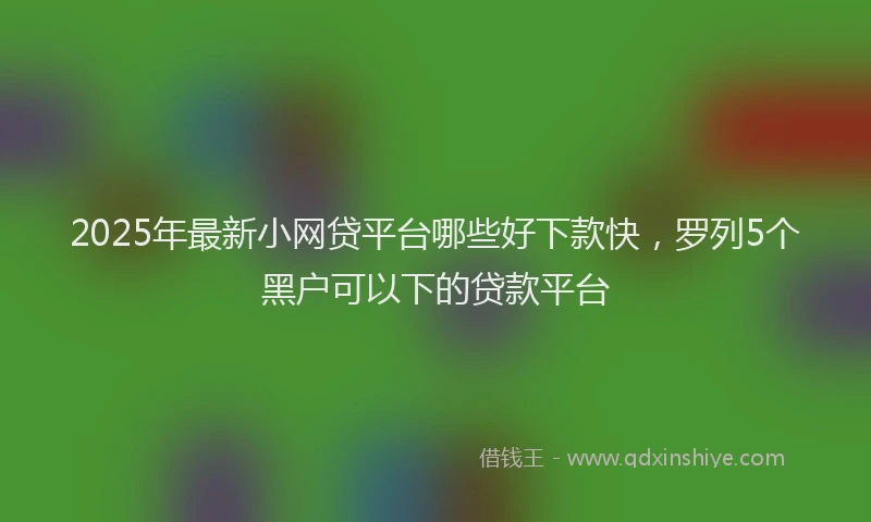 2025年最新小网贷平台哪些好下款快，罗列5个黑户可以下的贷款平台