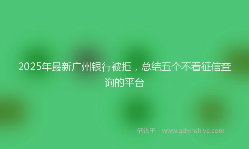2025年最新广州银行被拒，总结五个不看征信查询的平台