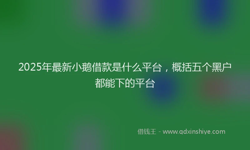 2025年最新小鹅借款是什么平台，概括五个黑户都能下的平台