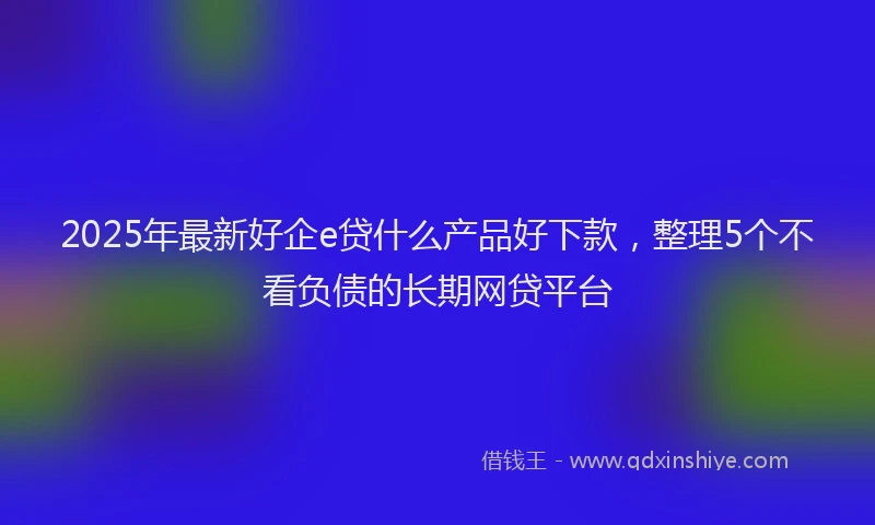 2025年最新好企e贷什么产品好下款，整理5个不看负债的长期网贷平台