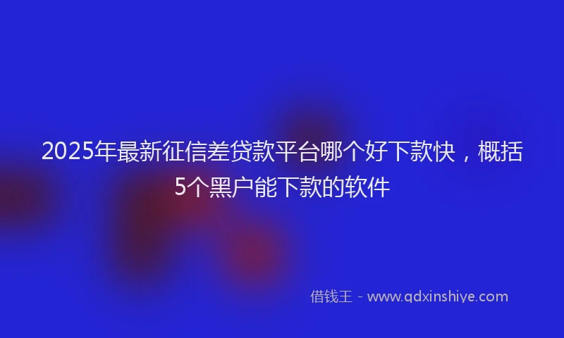 2025年最新征信差贷款平台哪个好下款快，概括5个黑户能下款的软件