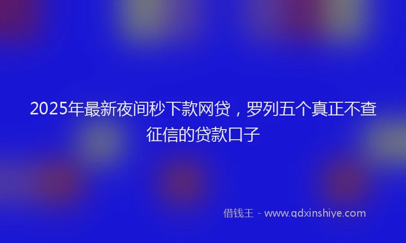 2025年最新夜间秒下款网贷，罗列五个真正不查征信的贷款口子