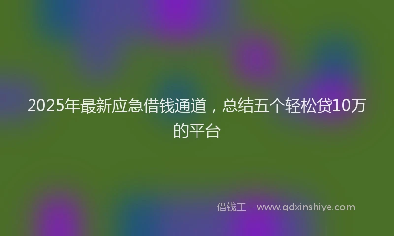 2025年最新应急借钱通道，总结五个轻松贷10万的平台