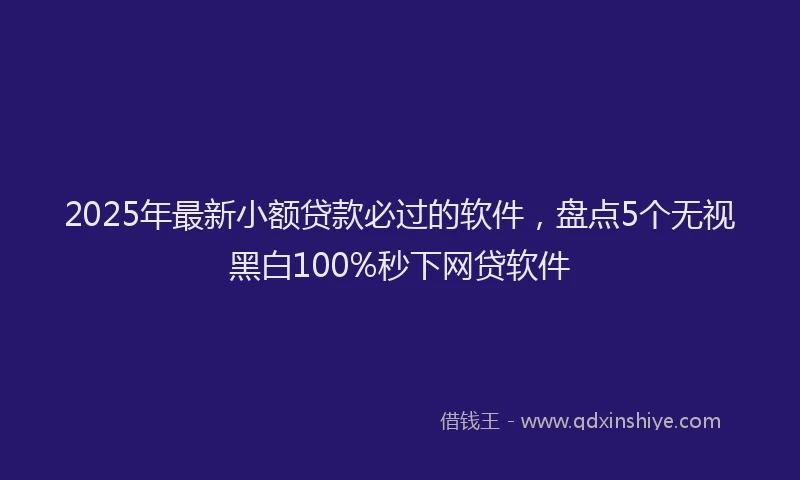 2025年最新小额贷款必过的软件，盘点5个无视黑白100%秒下网贷软件