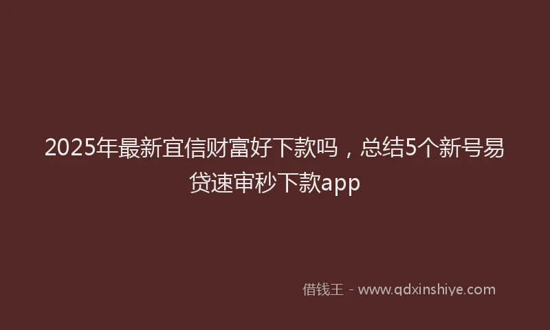 2025年最新宜信财富好下款吗，总结5个新号易贷速审秒下款app