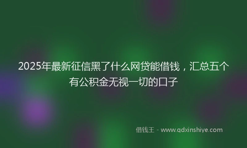 2025年最新征信黑了什么网贷能借钱，汇总五个有公积金无视一切的口子