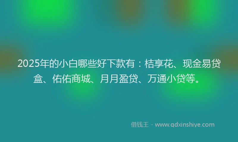 2025年的小白哪些好下款有：桔享花、现金易贷盒、佑佑商城、月月盈贷、万通小贷等。