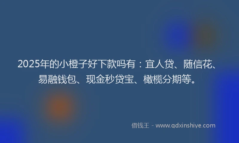 2025年的小橙子好下款吗有：宜人贷、随信花、易融钱包、现金秒贷宝、橄榄分期等。