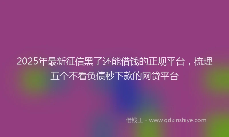 2025年最新征信黑了还能借钱的正规平台，梳理五个不看负债秒下款的网贷平台