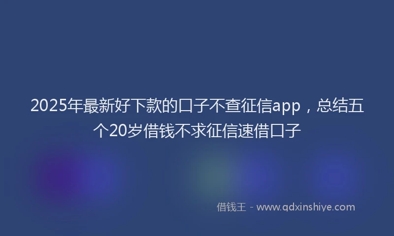 2025年最新好下款的口子不查征信app，总结五个20岁借钱不求征信速借口子