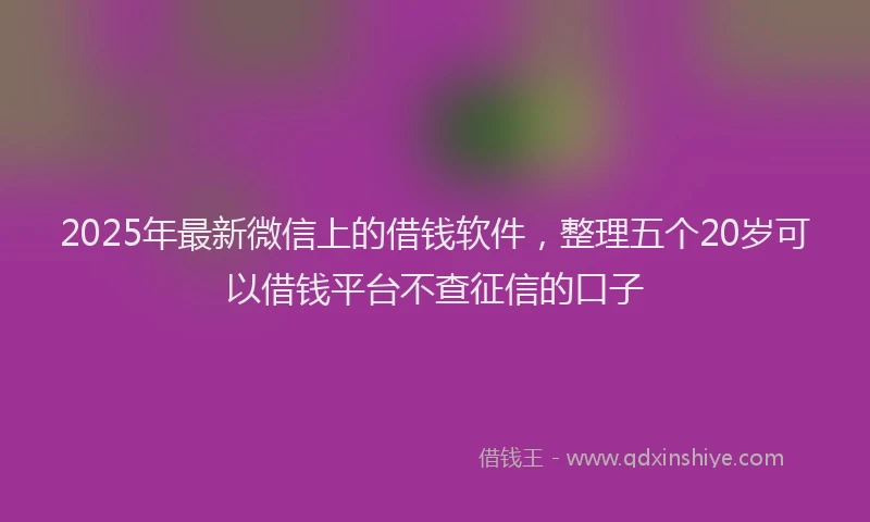 2025年最新微信上的借钱软件，整理五个20岁可以借钱平台不查征信的口子