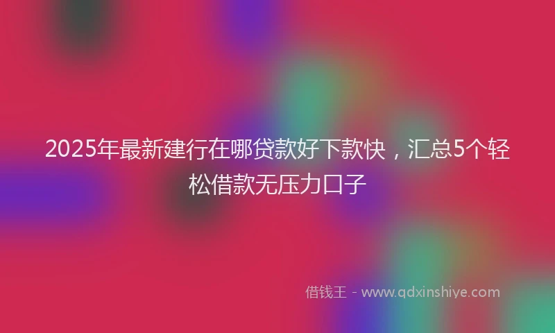 2025年最新建行在哪贷款好下款快，汇总5个轻松借款无压力口子