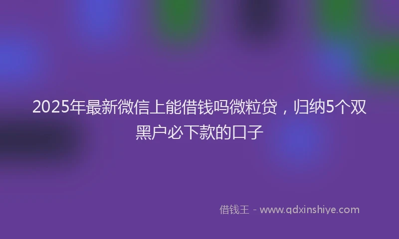 2025年最新微信上能借钱吗微粒贷，归纳5个双黑户必下款的口子