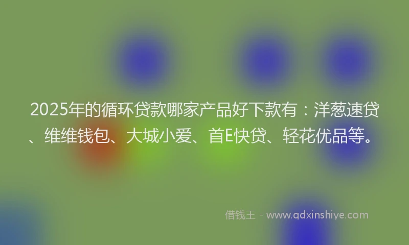 2025年的循环贷款哪家产品好下款有：洋葱速贷、维维钱包、大城小爱、首E快贷、轻花优品等。