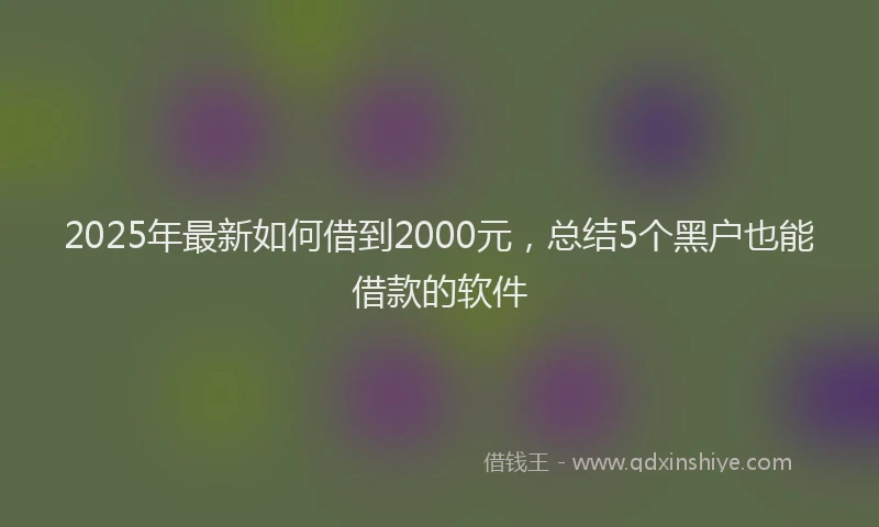 2025年最新如何借到2000元，总结5个黑户也能借款的软件