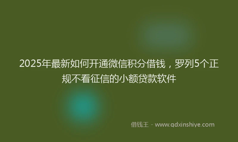 2025年最新如何开通微信积分借钱，罗列5个正规不看征信的小额贷款软件