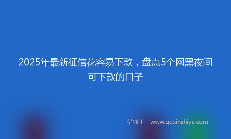 2025年最新征信花容易下款，盘点5个网黑夜间可下款的口子