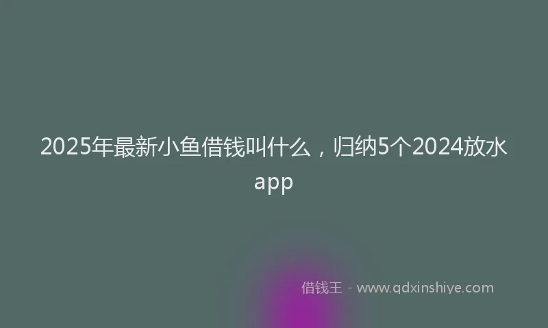 2025年最新小鱼借钱叫什么，归纳5个2024放水app