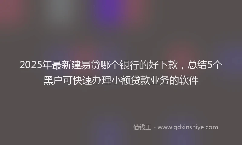 2025年最新建易贷哪个银行的好下款，总结5个黑户可快速办理小额贷款业务的软件