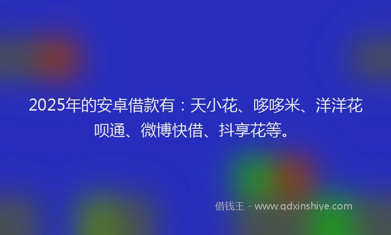 2025年的安卓借款有：天小花、哆哆米、洋洋花呗通、微博快借、抖享花等。