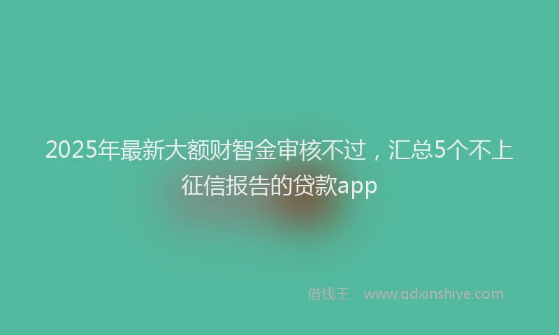 2025年最新大额财智金审核不过，汇总5个不上征信报告的贷款app