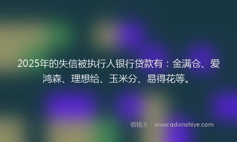 2025年的失信被执行人银行贷款有：金满仓、爱鸿森、理想给、玉米分、易得花等。