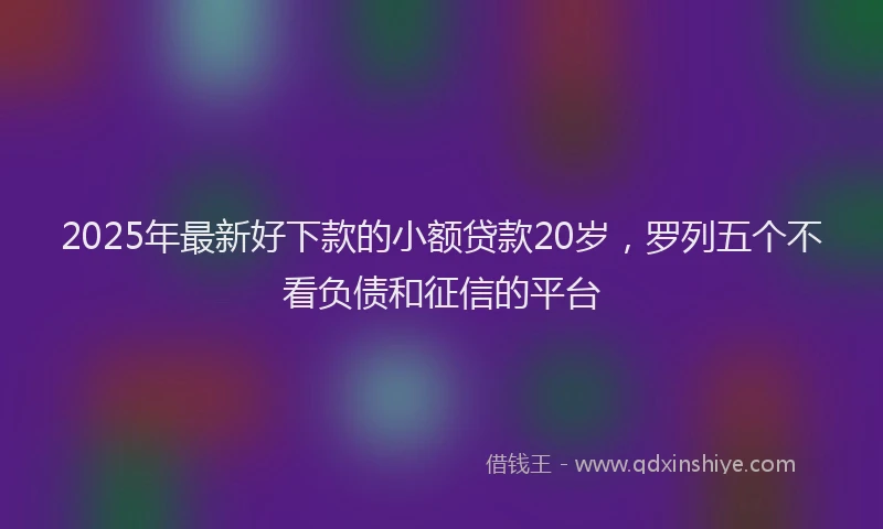 2025年最新好下款的小额贷款20岁，罗列五个不看负债和征信的平台