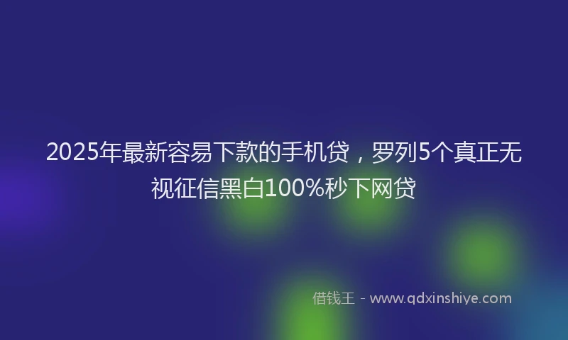 2025年最新容易下款的手机贷，罗列5个真正无视征信黑白100%秒下网贷