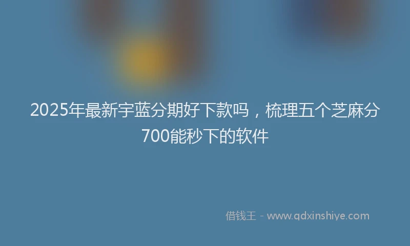 2025年最新宇蓝分期好下款吗，梳理五个芝麻分700能秒下的软件