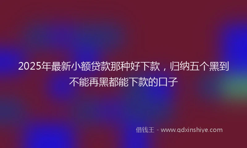 2025年最新小额贷款那种好下款，归纳五个黑到不能再黑都能下款的口子