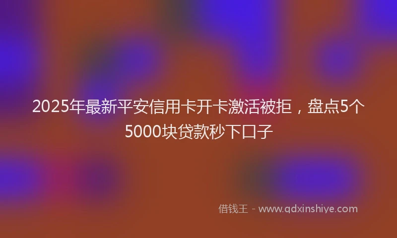 2025年最新平安信用卡开卡激活被拒，盘点5个5000块贷款秒下口子