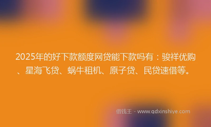 2025年的好下款额度网贷能下款吗有：骏祥优购、星海飞贷、蜗牛租机、原子贷、民贷速借等。