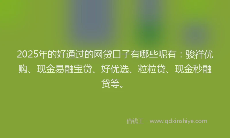 2025年的好通过的网贷口子有哪些呢有：骏祥优购、现金易融宝贷、好优选、粒粒贷、现金秒融贷等。
