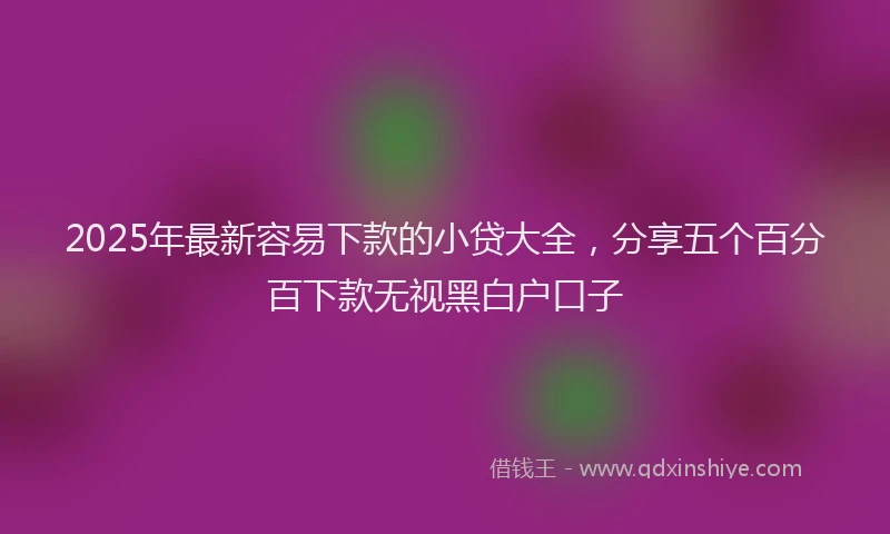 2025年最新容易下款的小贷大全，分享五个百分百下款无视黑白户口子