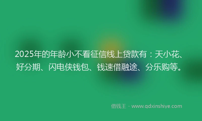 2025年的年龄小不看征信线上贷款有：天小花、好分期、闪电侠钱包、钱速借融途、分乐购等。