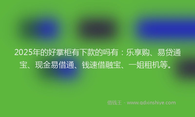 2025年的好掌柜有下款的吗有：乐享购、易贷通宝、现金易借通、钱速借融宝、一姐租机等。