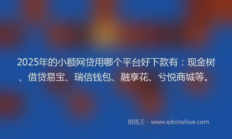2025年的小额网贷用哪个平台好下款有：现金树、借贷易宝、瑞信钱包、融享花、兮悦商城等。