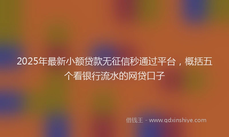 2025年最新小额贷款无征信秒通过平台，概括五个看银行流水的网贷口子