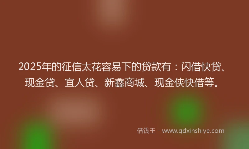 2025年的征信太花容易下的贷款有：闪借快贷、现金贷、宜人贷、新鑫商城、现金侠快借等。