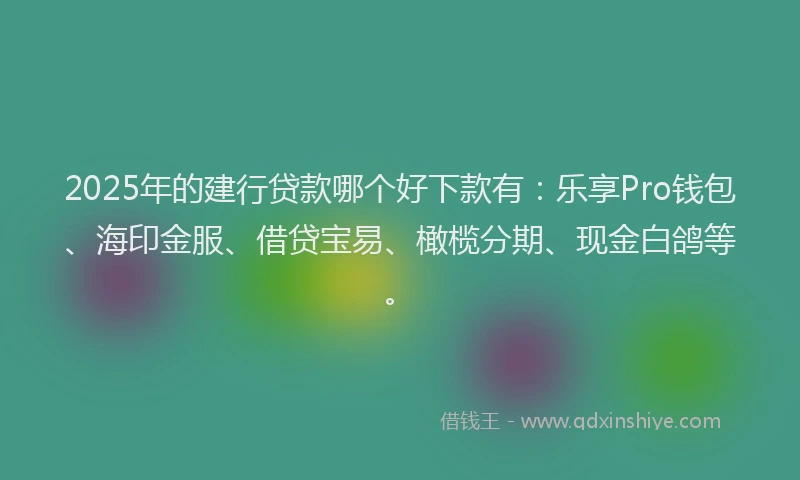 2025年的建行贷款哪个好下款有：乐享Pro钱包、海印金服、借贷宝易、橄榄分期、现金白鸽等。