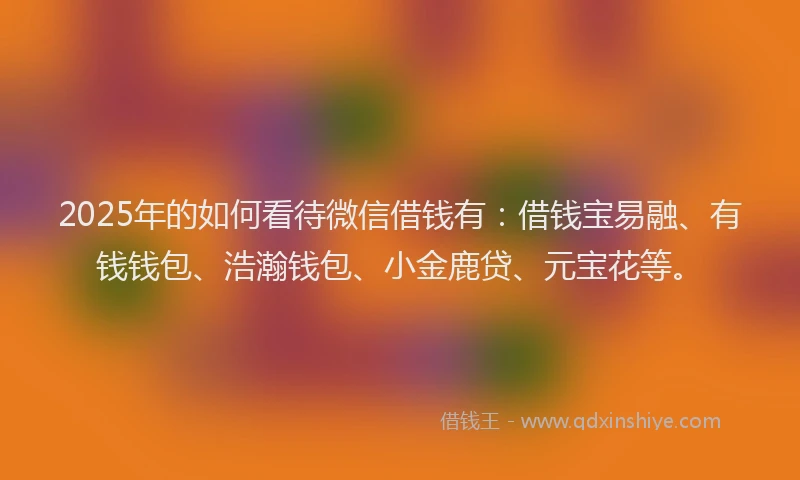 2025年的如何看待微信借钱有：借钱宝易融、有钱钱包、浩瀚钱包、小金鹿贷、元宝花等。
