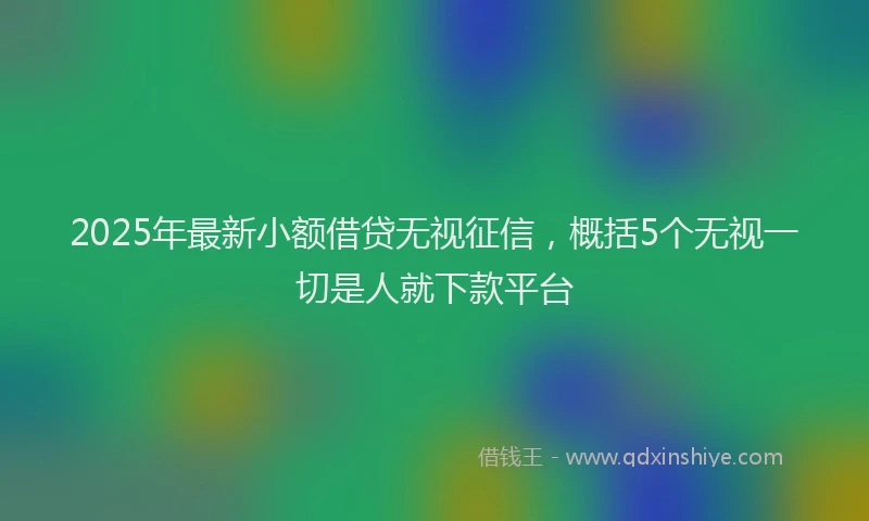 2025年最新小额借贷无视征信，概括5个无视一切是人就下款平台