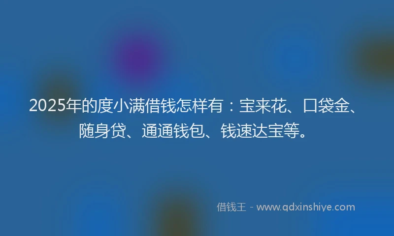 2025年的度小满借钱怎样有:宝来花、口袋金、随身贷、通通钱包、钱速达宝等。