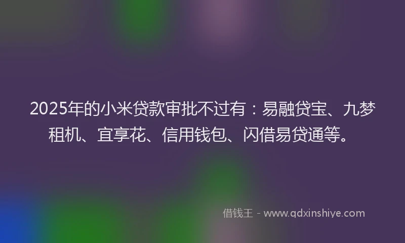 2025年的小米贷款审批不过有：易融贷宝、九梦租机、宜享花、信用钱包、闪借易贷通等。